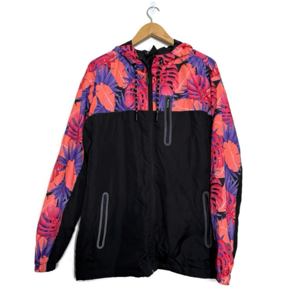 CSG Tropical Pink Black Purple Rain Active Wear Jacket Men’s Medium